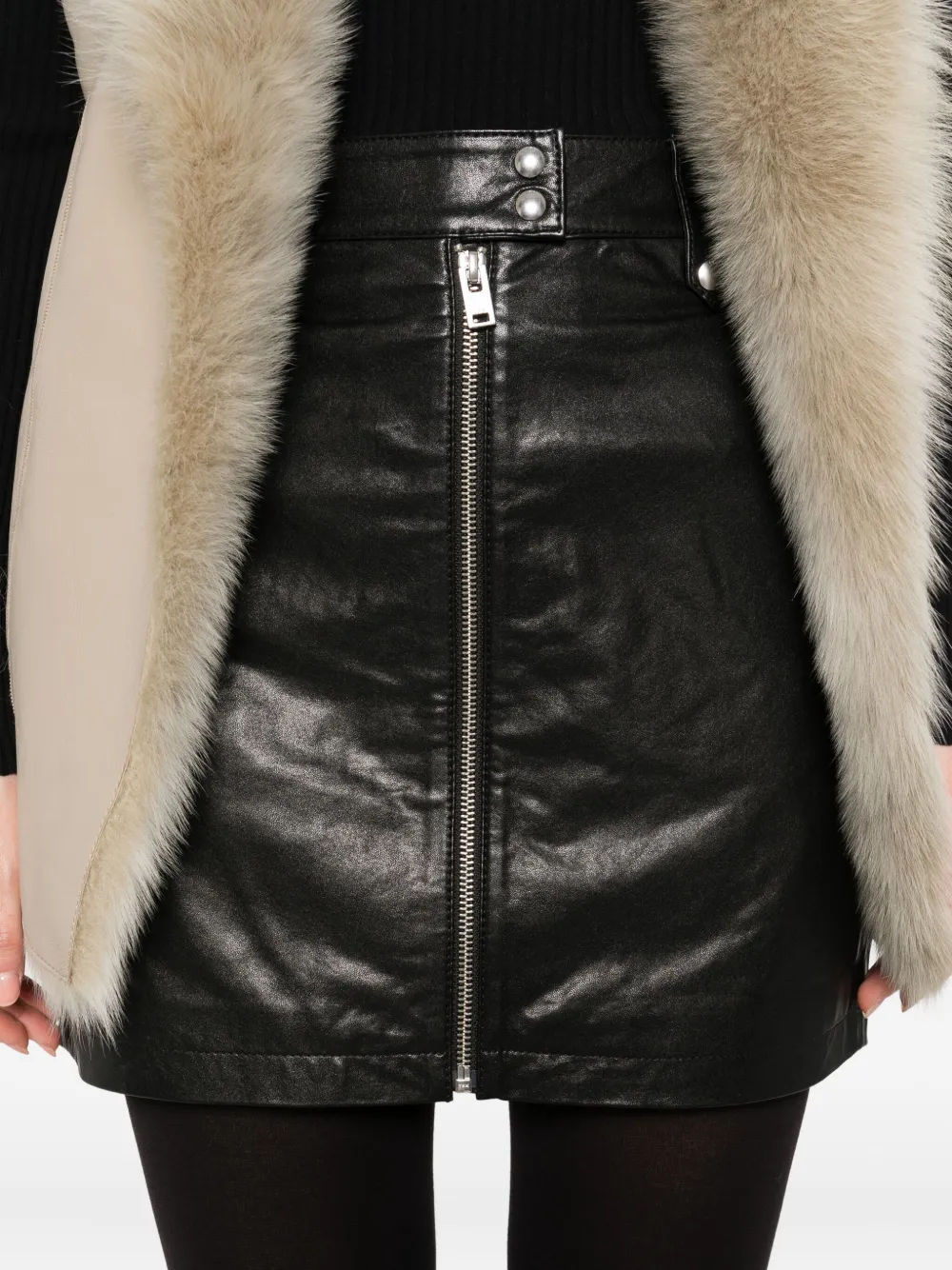 IRO zip-front leather skirt Zwart