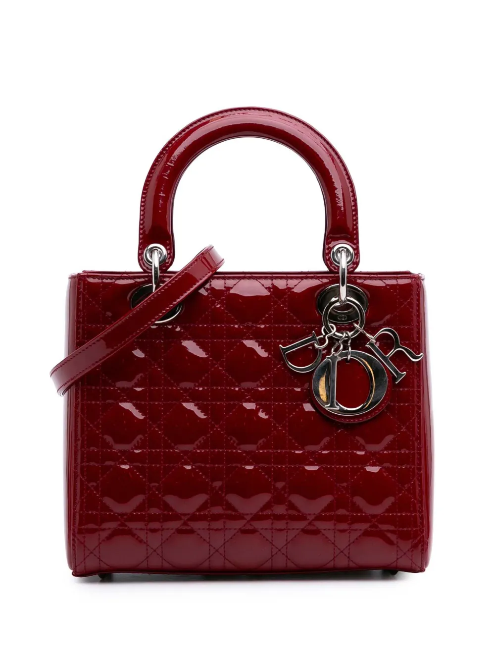 Christian Dior Pre-Owned 2015 ミディアム パテント カナージュ レディ ディオール サッチェルバッグ - Christian Dior Pre-Owned 2015 ミディアム パテント カナージュ レディ ディオール サッチェルバッグ -