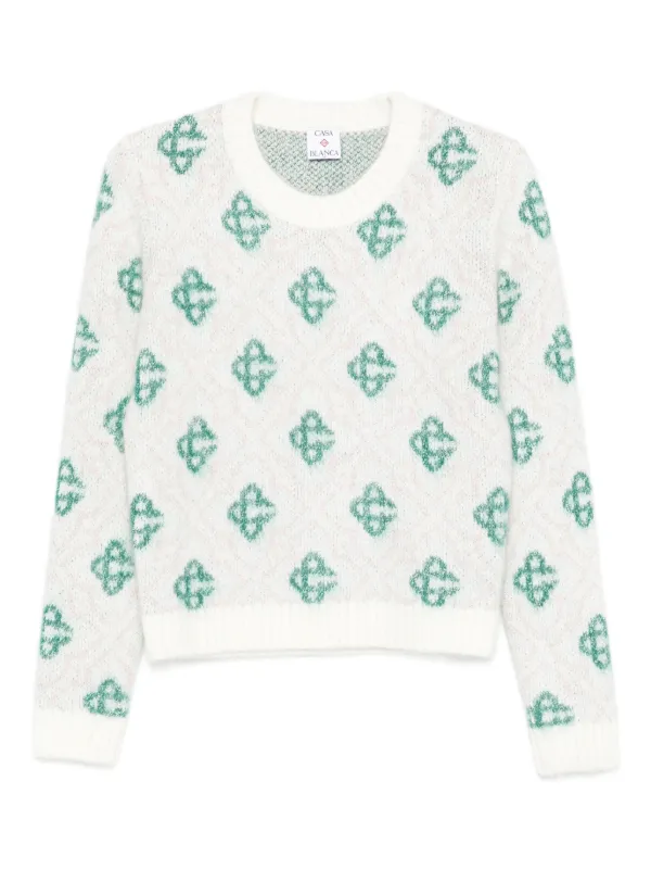 Casablanca Patterned Crew-neck Sweater in Neutrals
