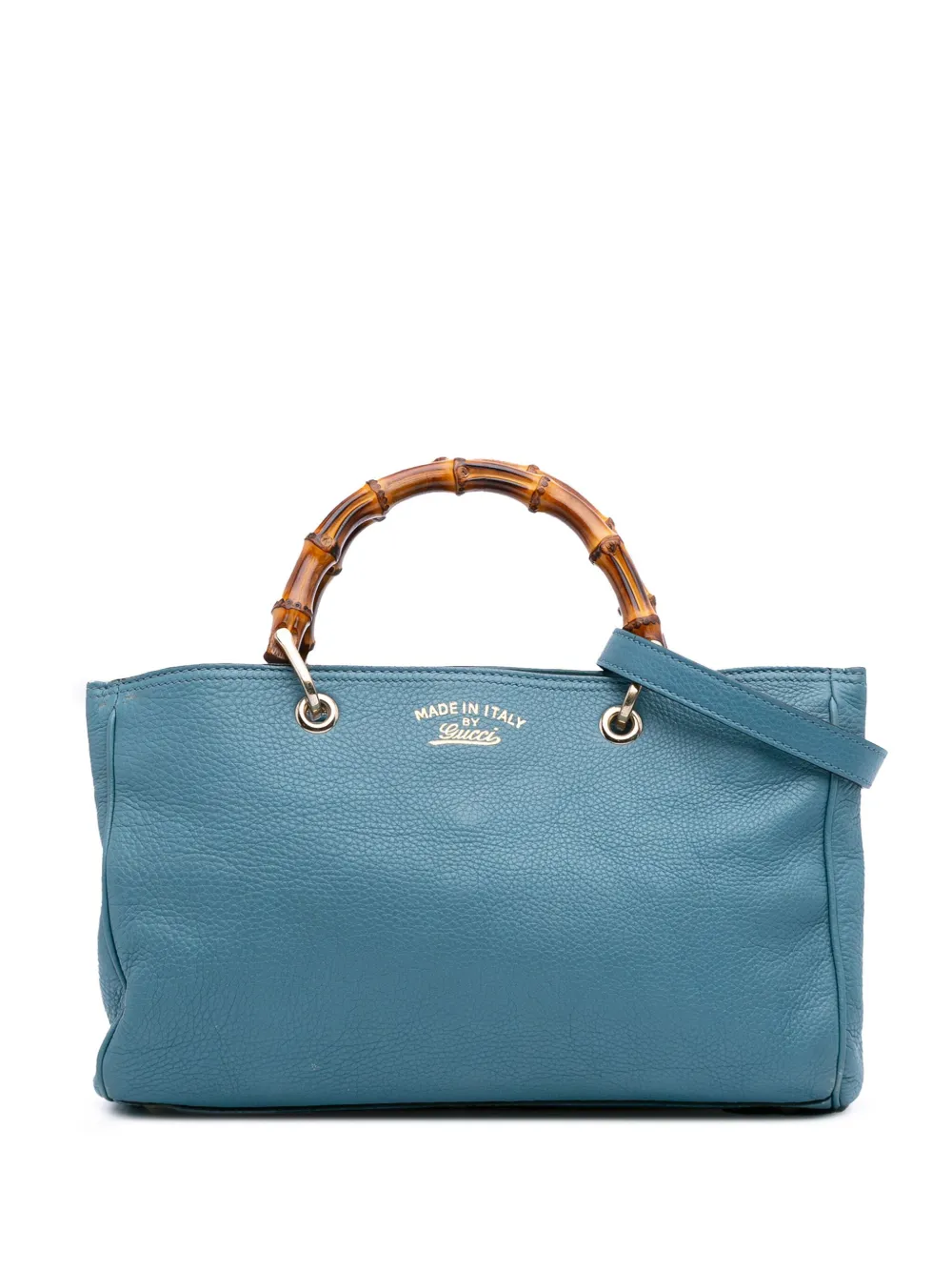Gucci Pre-Owned 2016-2025 ミディアム カーフスキン バンブー ショッパー サッチェルバッグ - ブルー Gucci Pre-Owned 2016-2025 ミディアム カーフスキン バンブー ショッパー サッチェルバッグ - ブルー