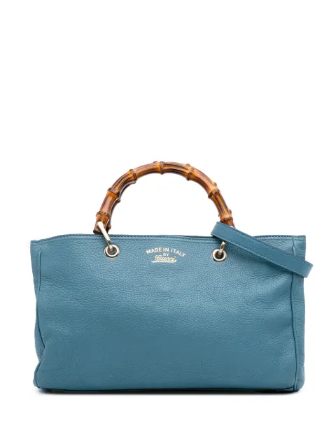 Gucci Pre-Owned Borsa shopper media in pelle di vitello e bambù 2016-2025