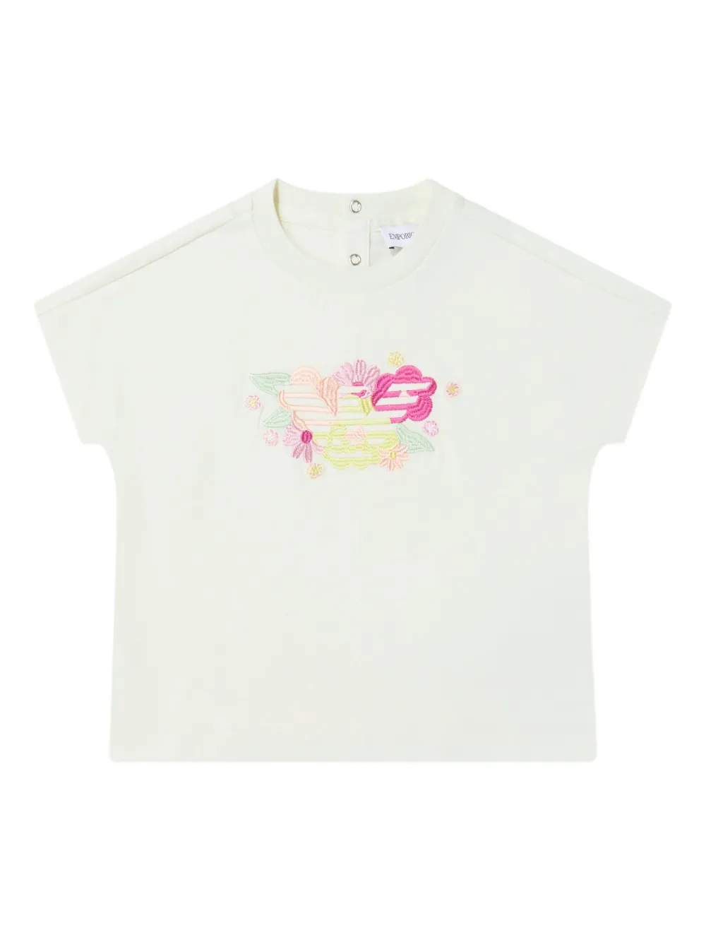 Emporio Ar i Kids floral-embroidered T-shirt Wit