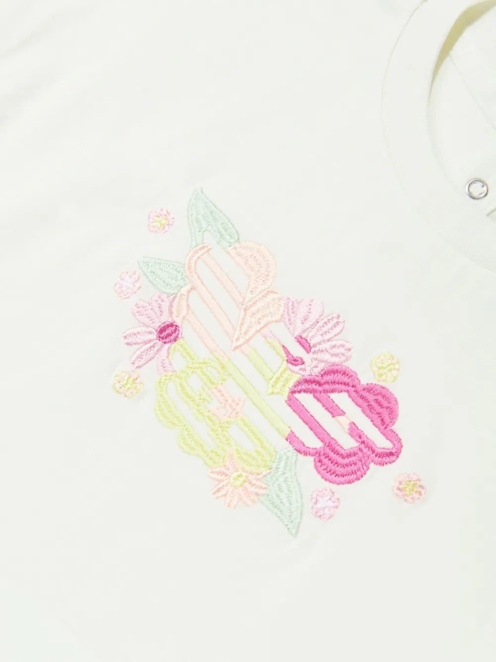 Emporio Armani Kids floral-embroidered T-shirt Wit