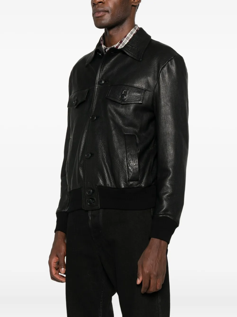 Salvatore Santoro Collared Leather Jacket In Black