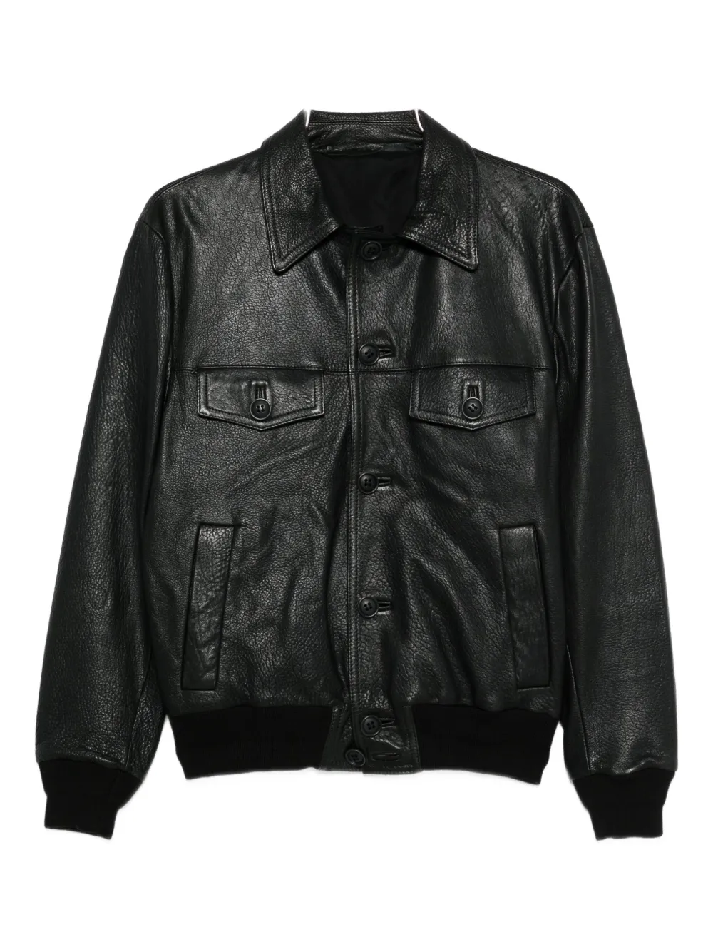 Salvatore Santoro Collared Leather Jacket In Black
