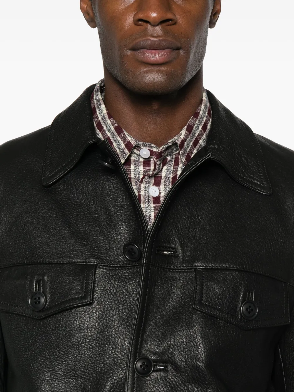 Salvatore Santoro Collared Leather Jacket In Black