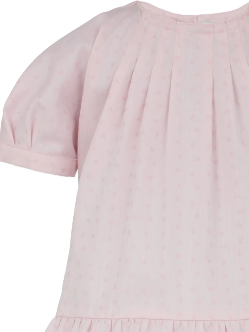 Emporio Armani Kids logo-pattern ruffled dress Roze