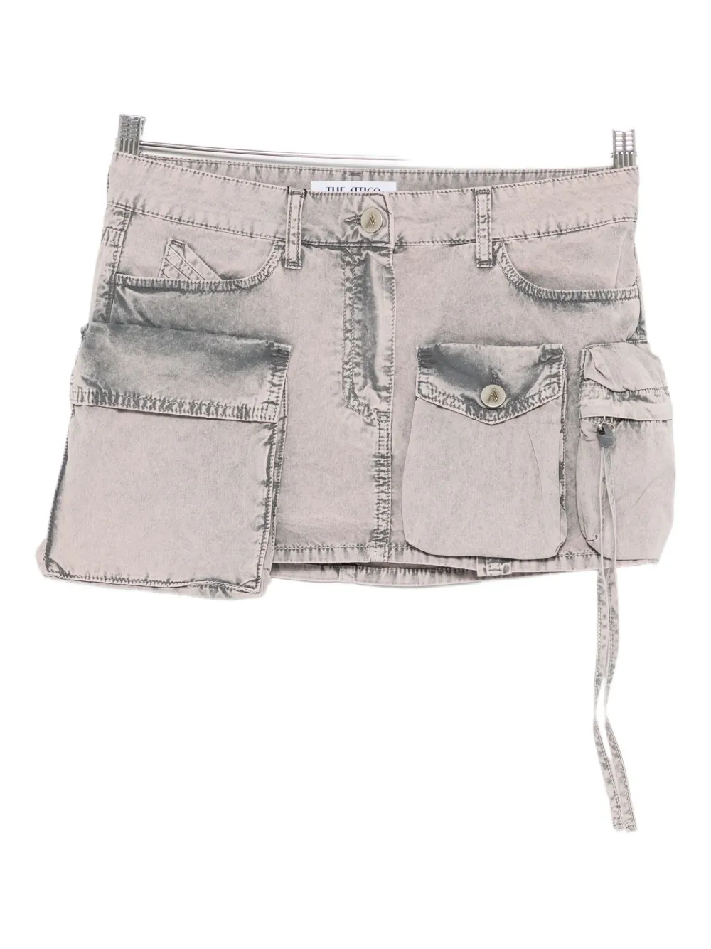 The Attico pocket-detailed cotton mini skirt Grijs