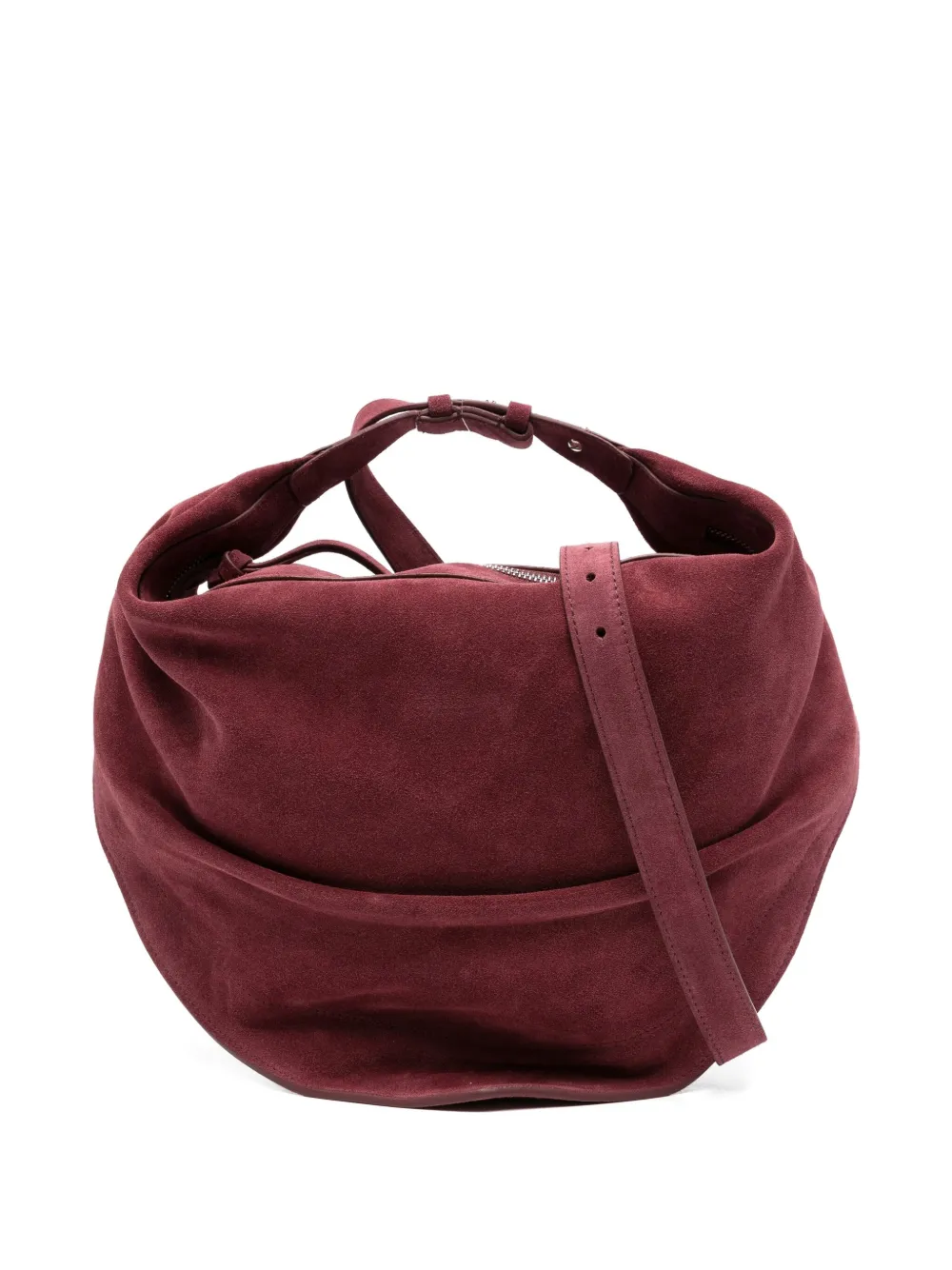 suede curved-shape shoulder bag
