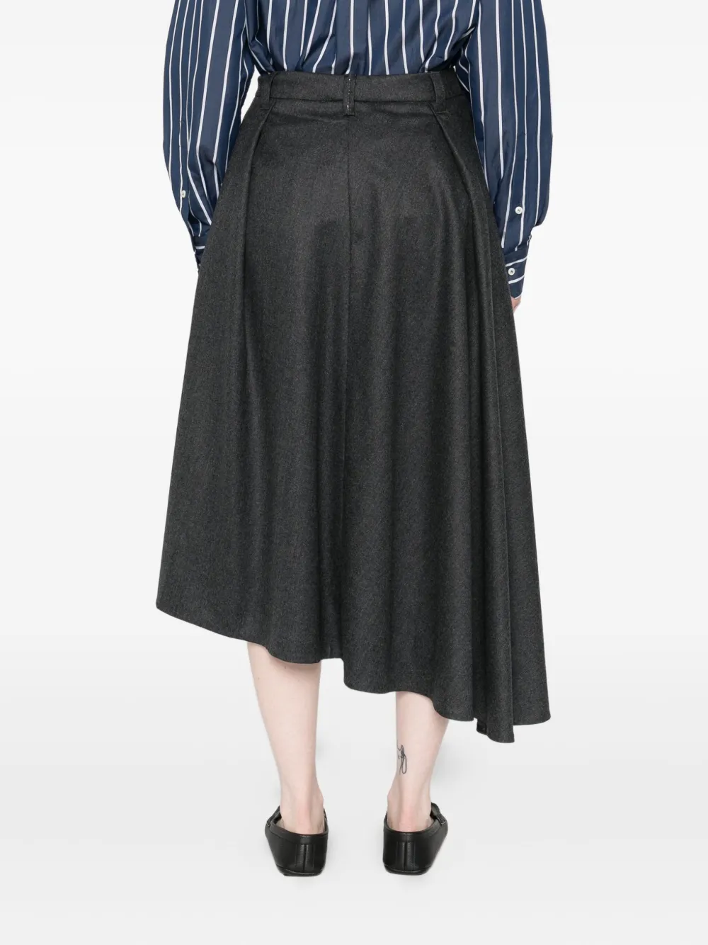 Brunello Cucinelli Pleated Asymmetric Skirt In Gray