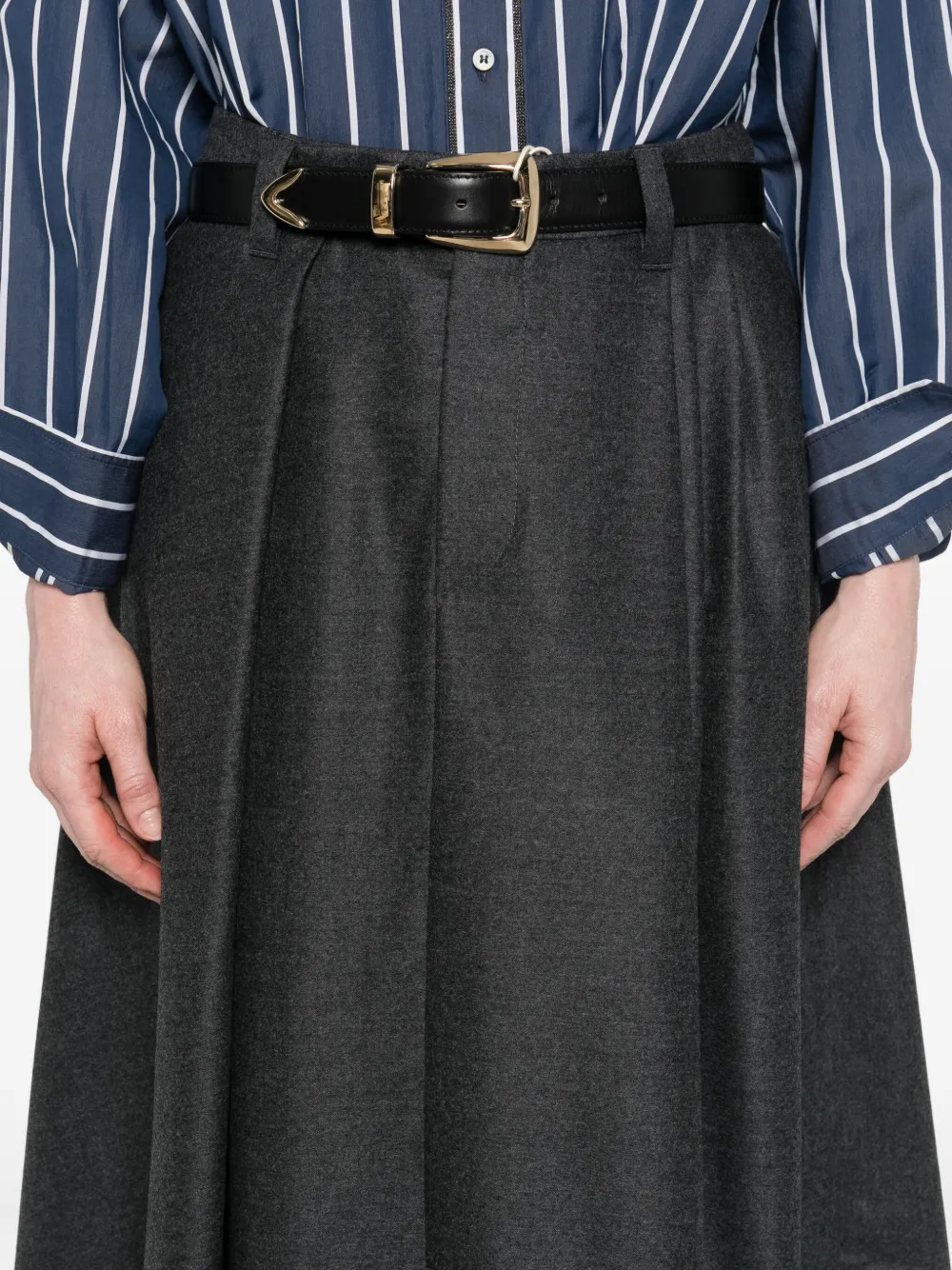 Brunello Cucinelli Pleated Asymmetric Skirt In Gray