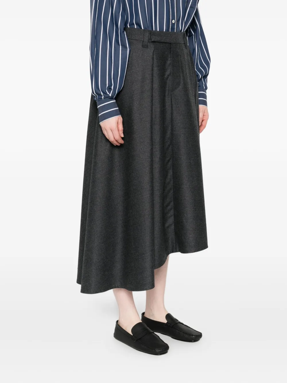 Brunello Cucinelli Pleated Asymmetric Skirt In Gray