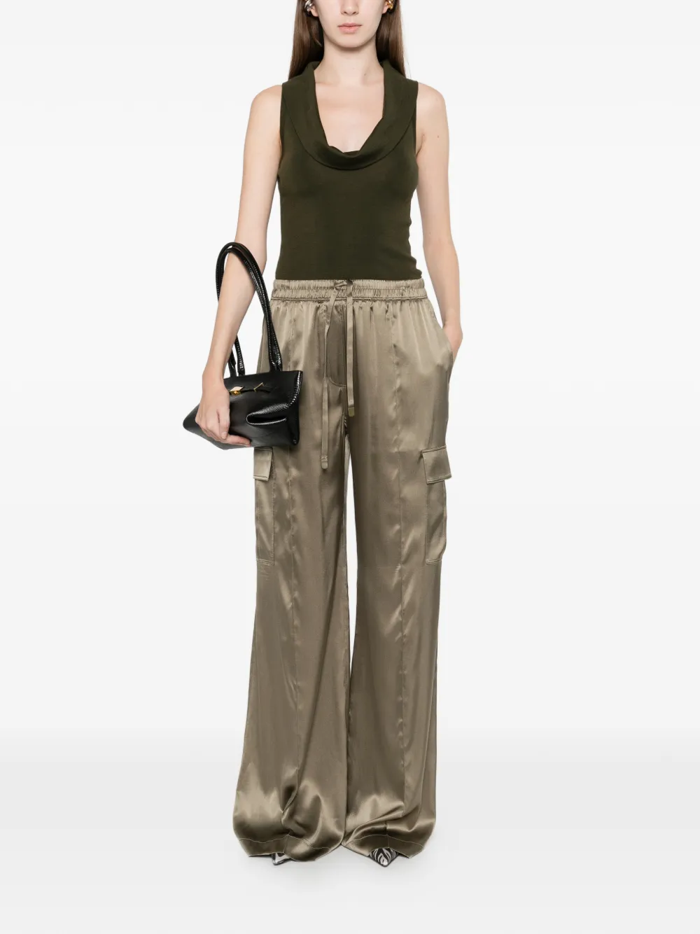 Tom Ford Cowl-neck Top In Green