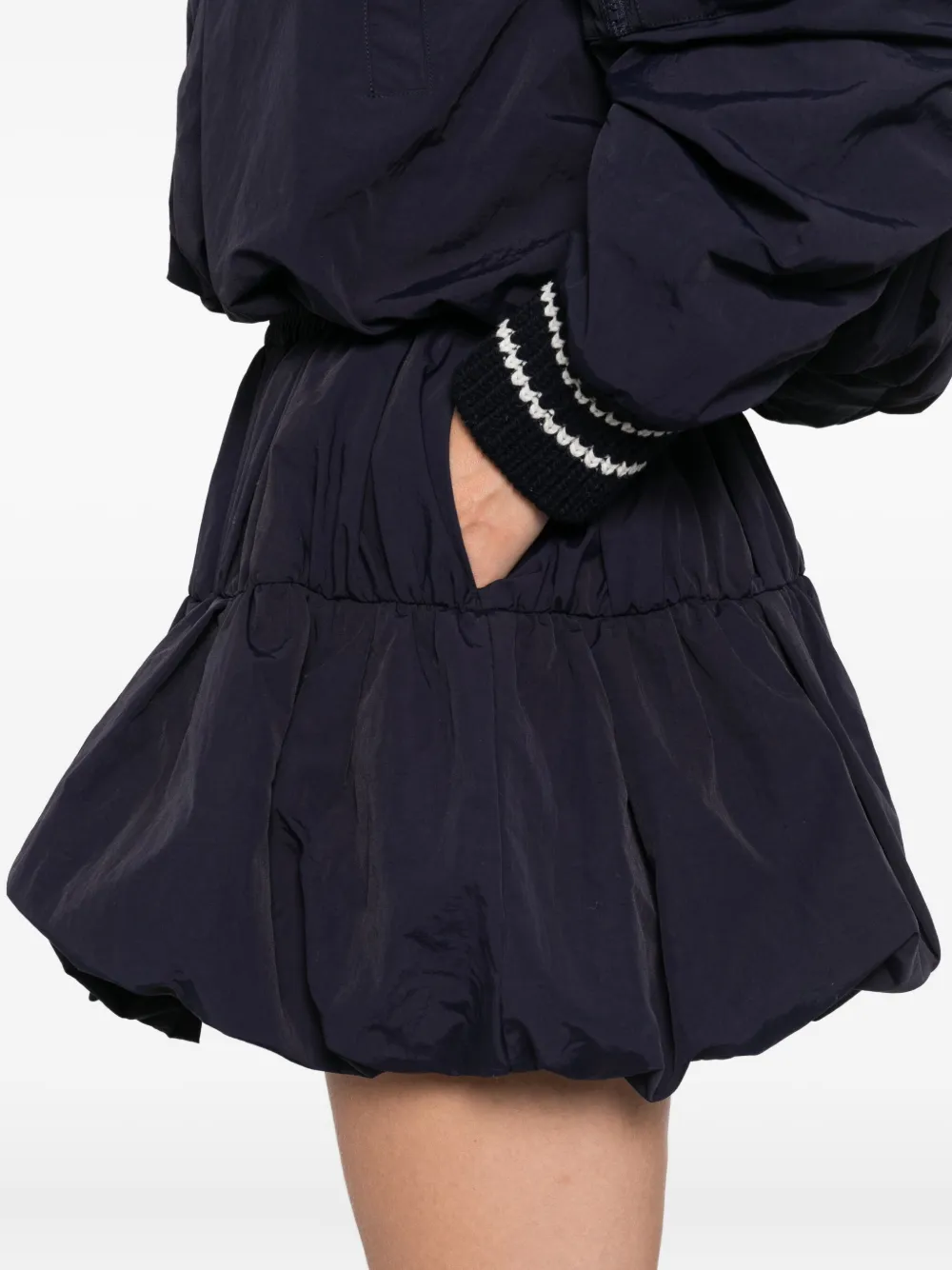 Sea Mirian Bubble-hem Ruffled Mini Skirt In Black