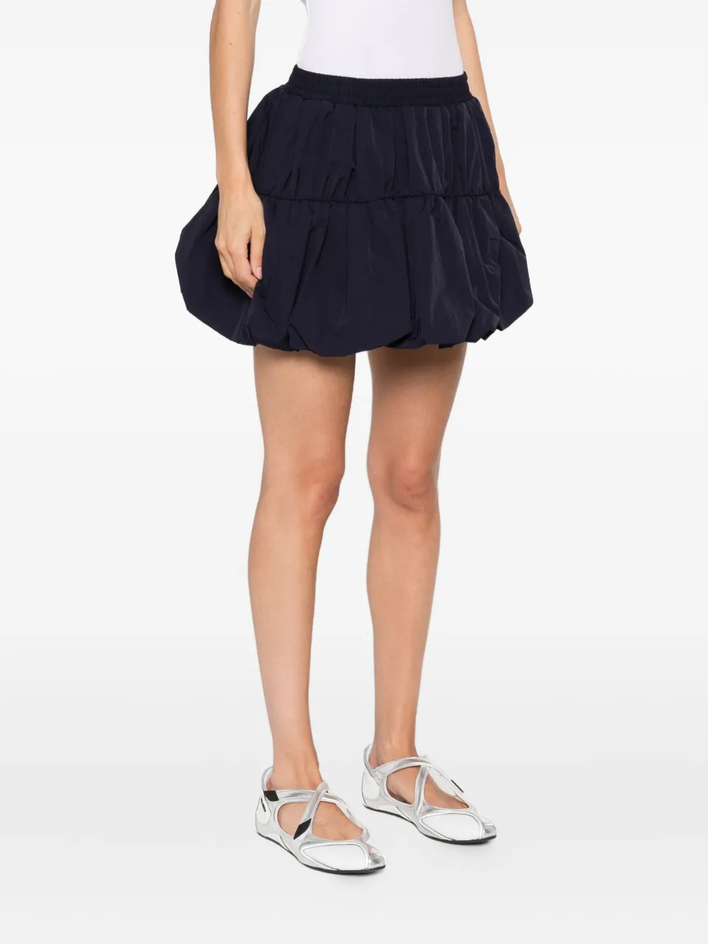 Sea Mirian Bubble-hem Ruffled Mini Skirt In Black