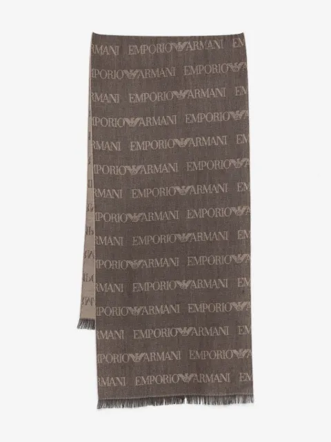 Emporio Armani logo-pattern wool-blend scarf
