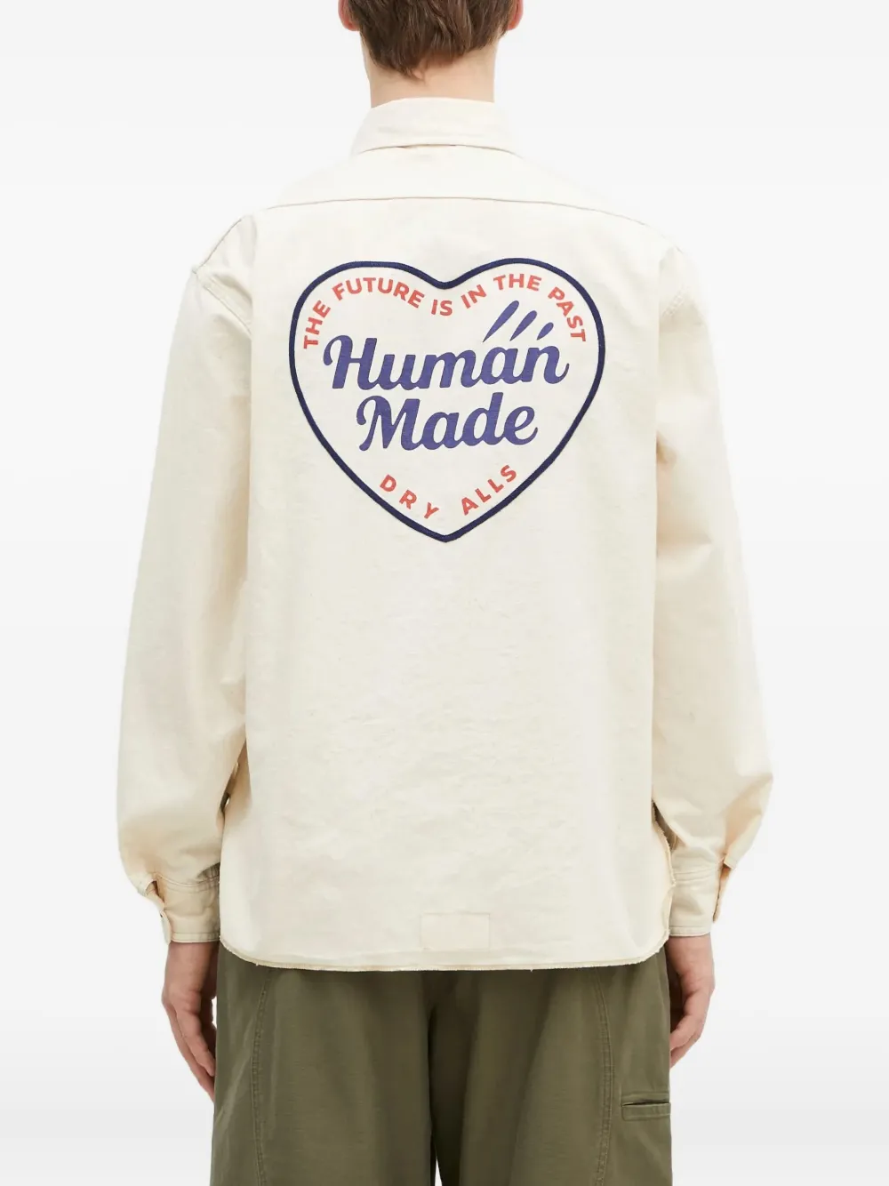 Human Made Overhemd met halve rits en logo Beige
