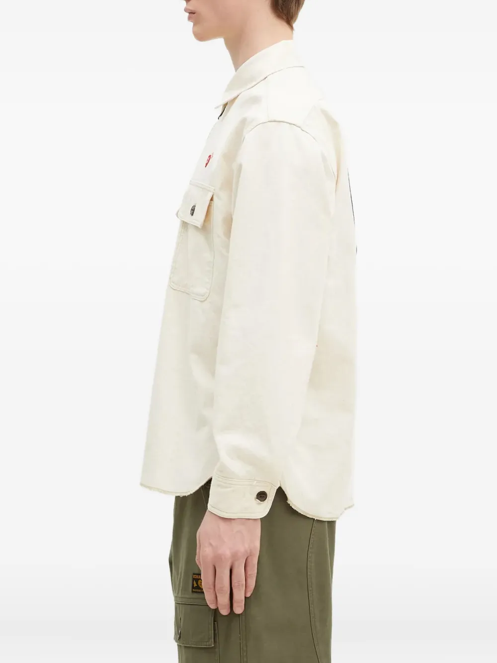 Human Made Overhemd met halve rits en logo Beige