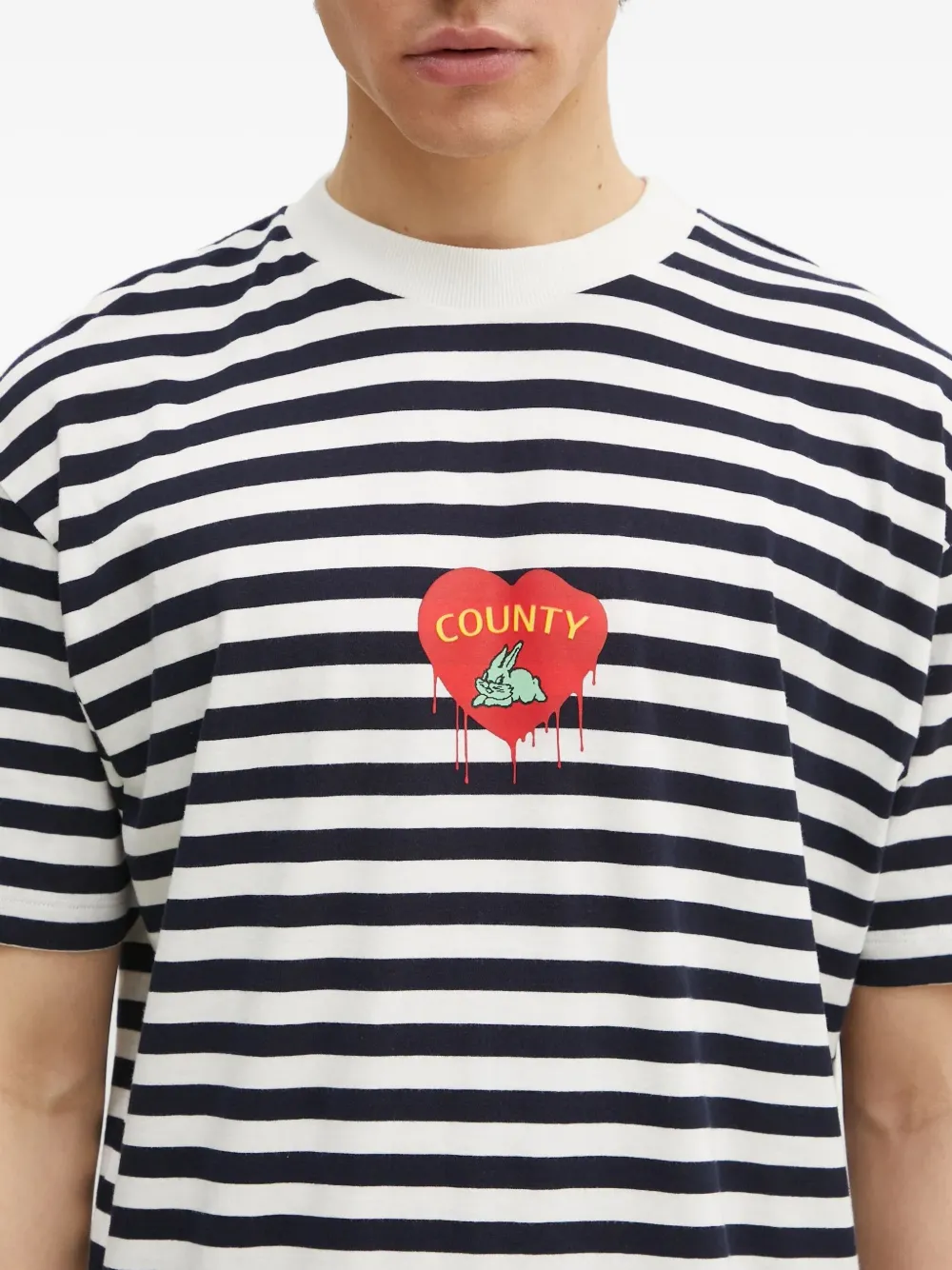 Marcelo Burlon County of Milan Gestreept T-shirt verfraaid met hart Zwart
