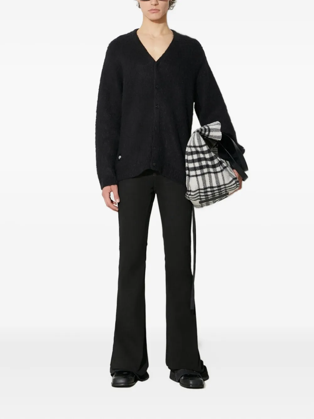 Manastash Button-front Brushed Cardigan In Black