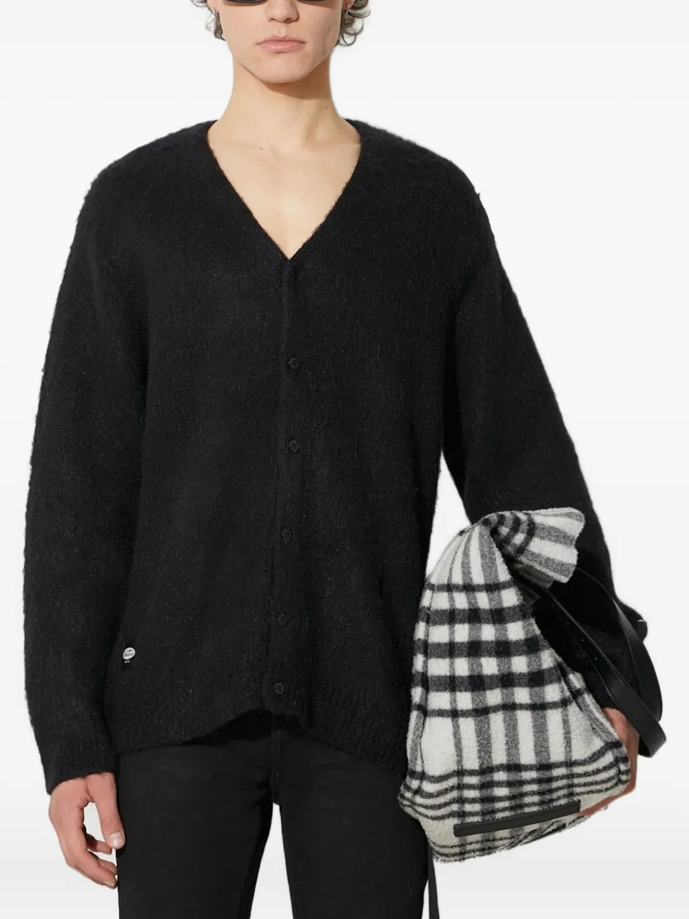 Manastash Button-front Brushed Cardigan In Black