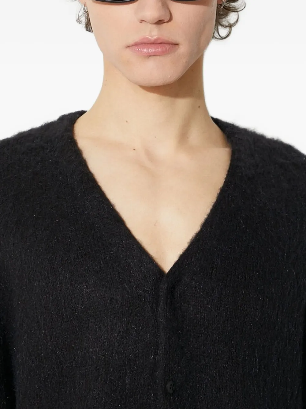 Manastash Button-front Brushed Cardigan In Black