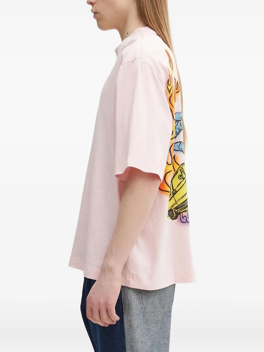 Marcelo Burlon County of Milan T-shirt met vlammenprint en grafische auto Roze