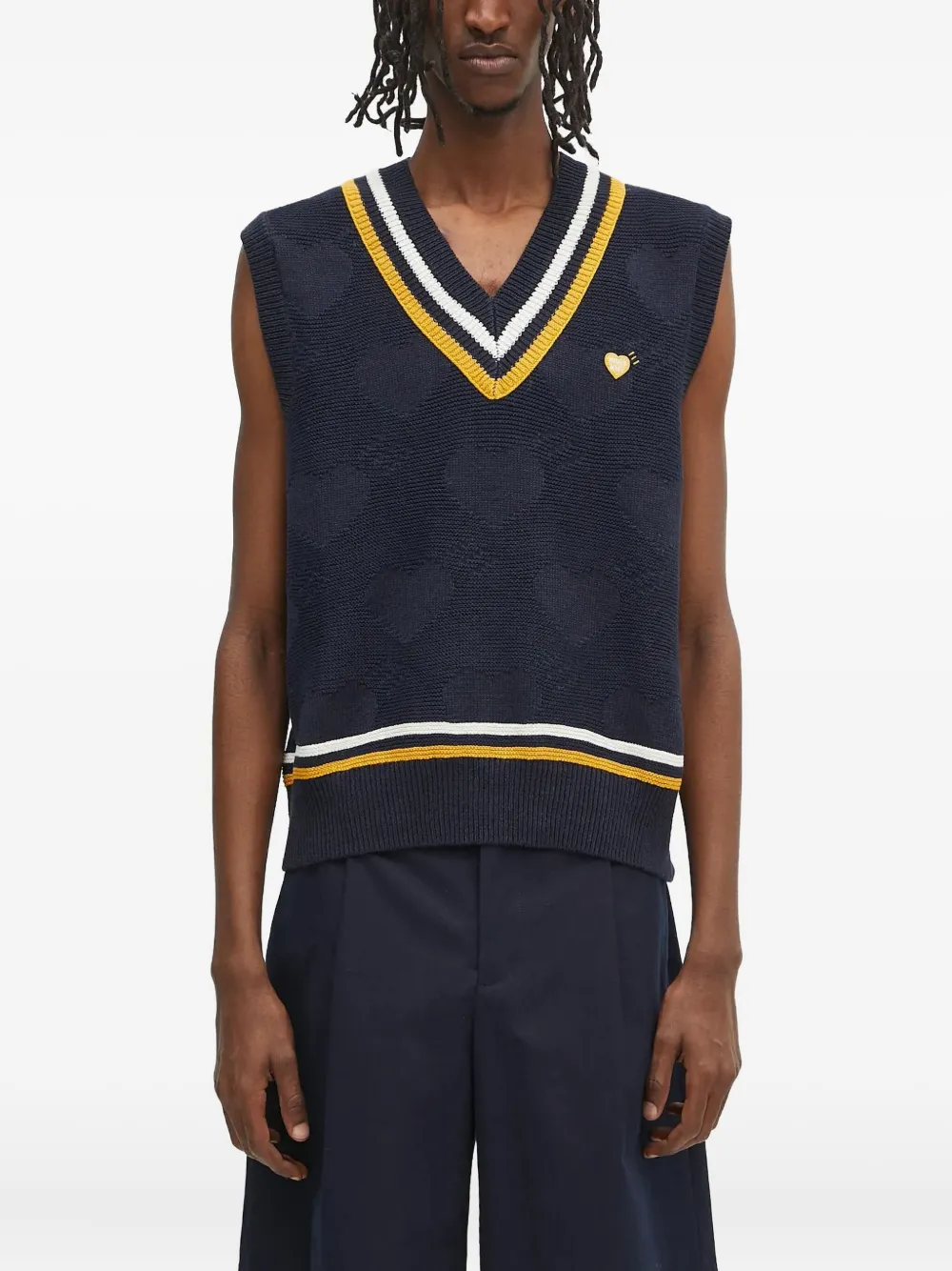 Human Made Spencer met V-hals en hartpatroon Blauw