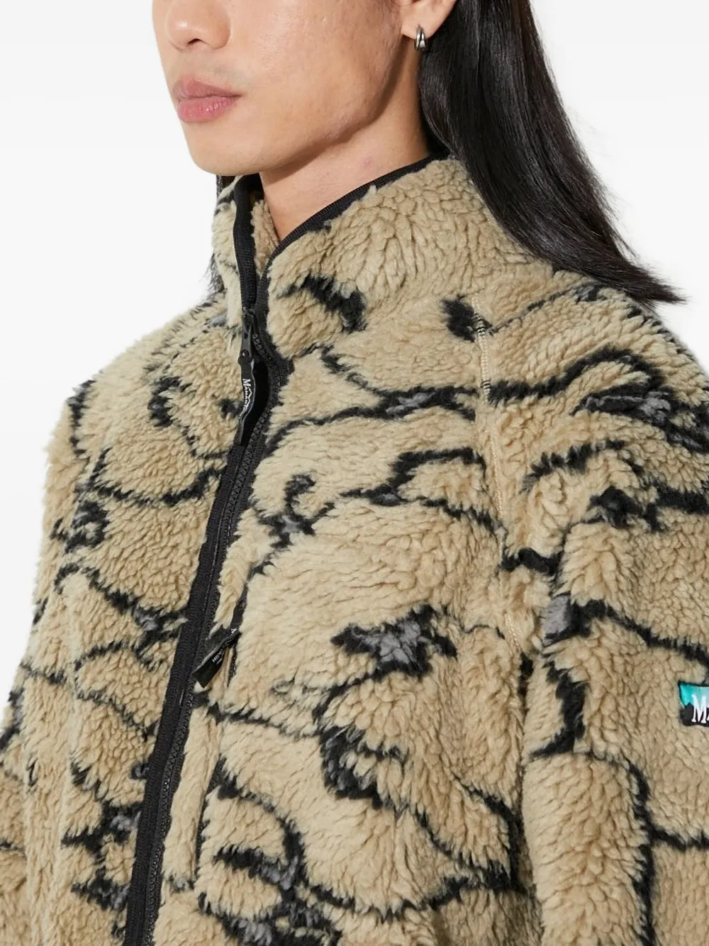 Manastash Fleece Pattern Zip-up Sweater In Neutral