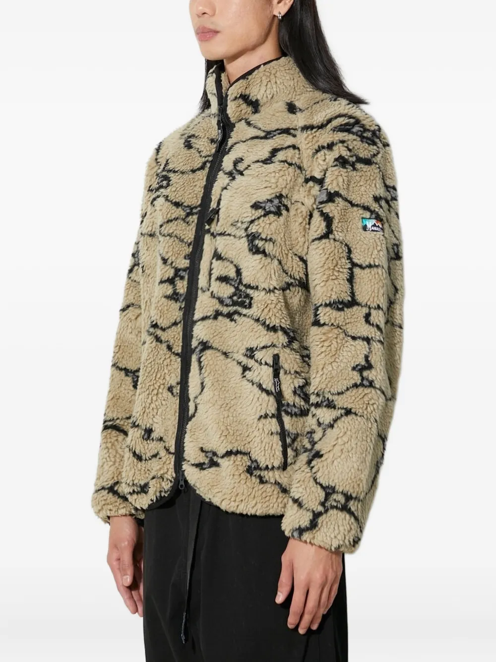 Manastash Fleece Pattern Zip-up Sweater In Neutral