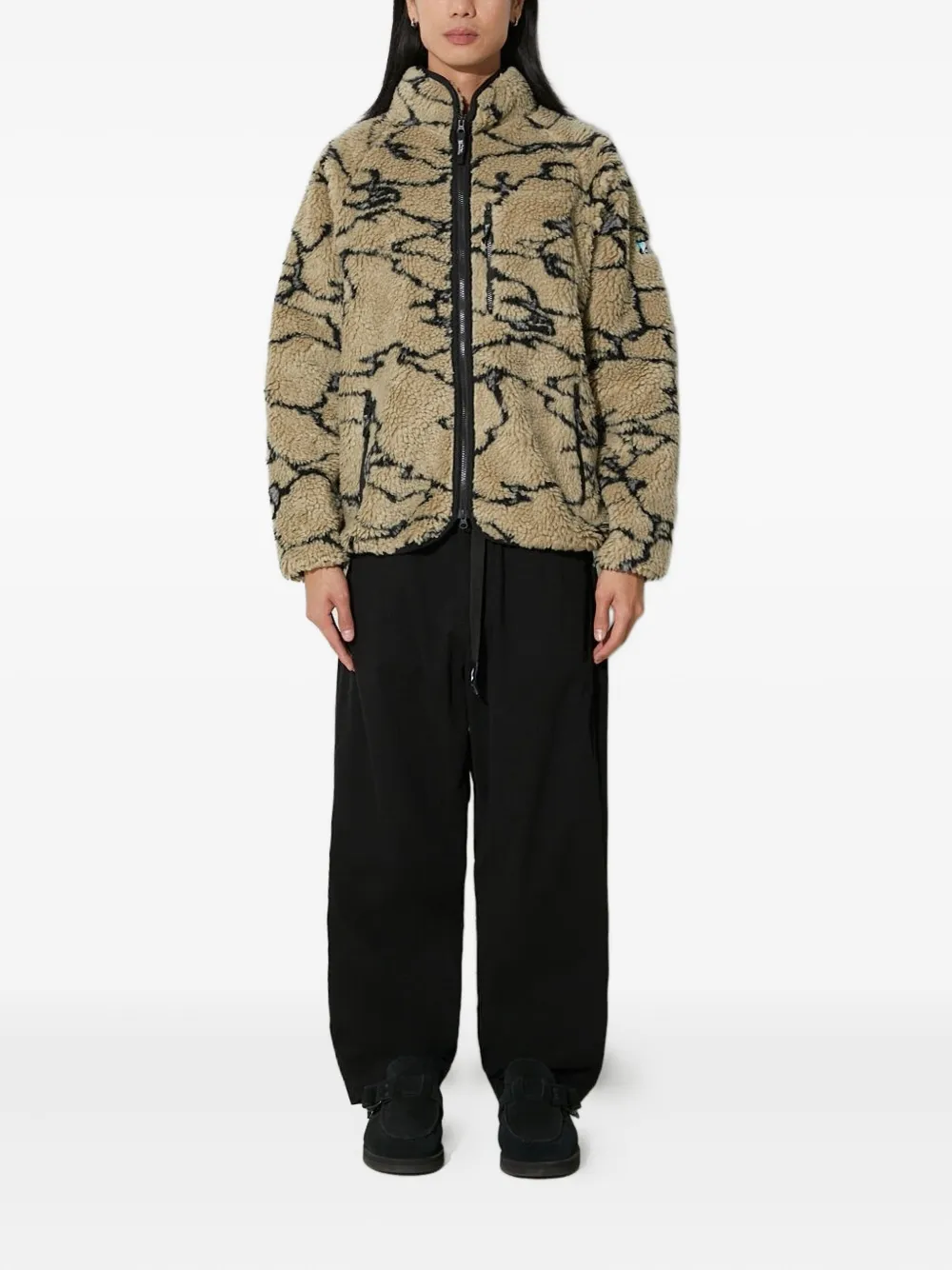 Manastash Fleece Pattern Zip-up Sweater In Neutral