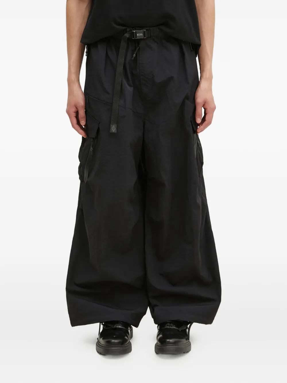 MANASTASH belted cargo trousers | Black | Image 1