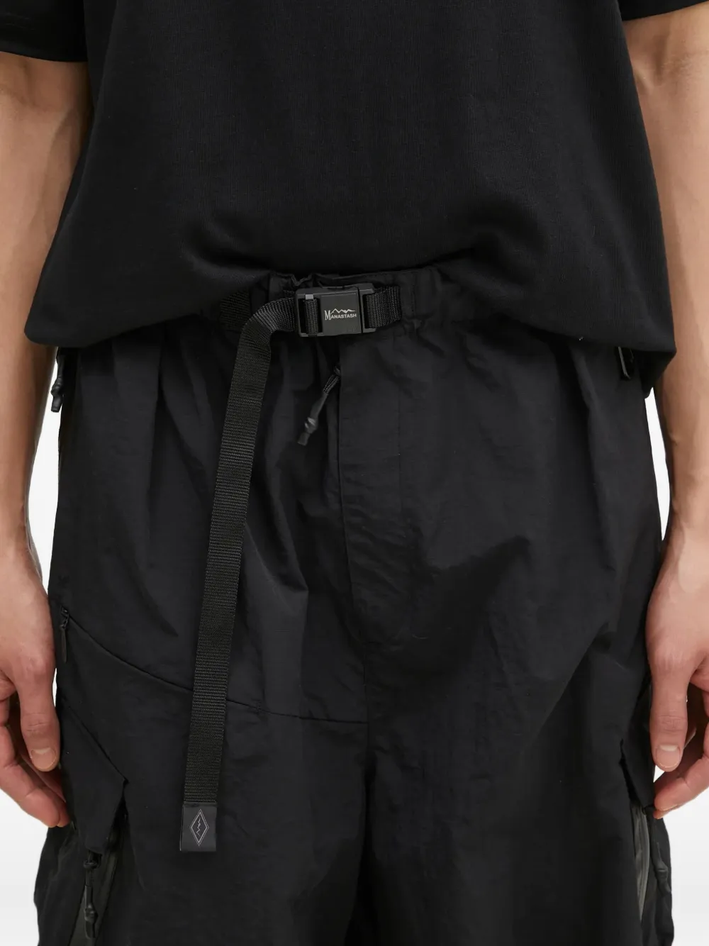 Manastash Belted Cargo Trousers In Black