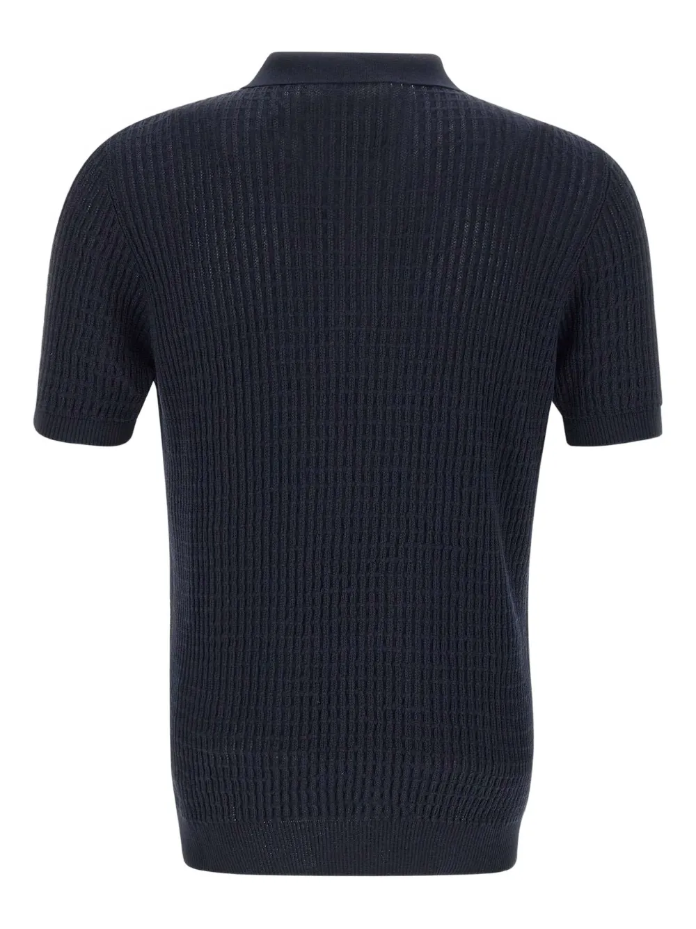 DIKTAT Geribbeld katoenen poloshirt - Blauw
