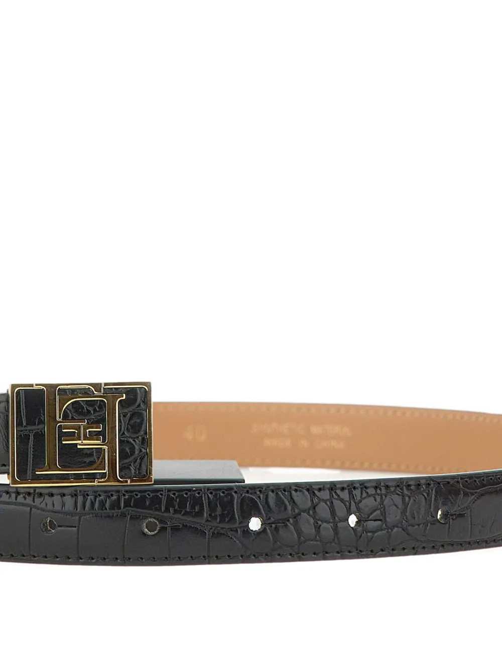 Elisabetta Franchi FF leather belt Zwart