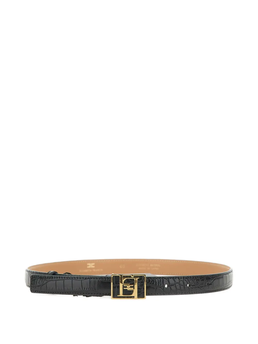 Elisabetta Franchi FF leather belt Zwart