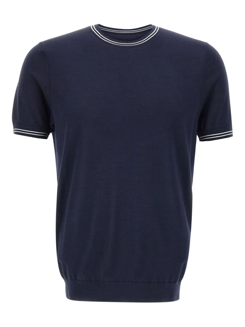 striped-trim crew-neck T-shirt