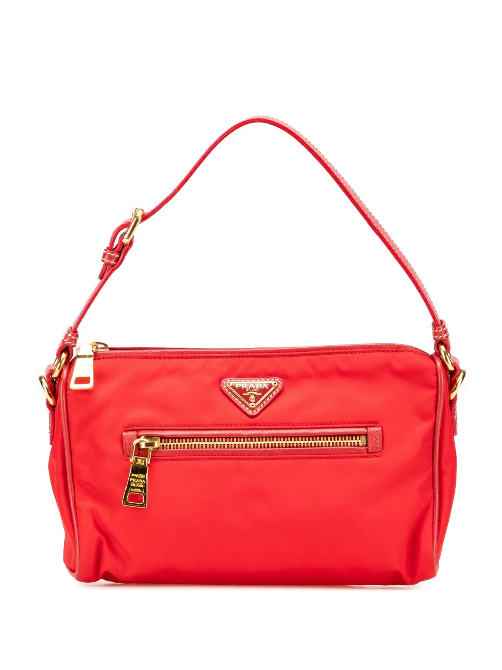 Prada Pre-Owned 2000-2013 Saffiano Trimmed Tessuto handbag - レッド Prada Pre-Owned 2000-2013 Saffiano Trimmed Tessuto handbag - レッド