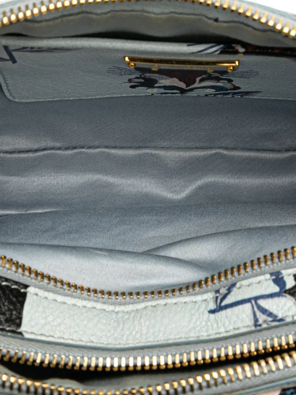 MIUMIU Miu Miu 2WAY Bag Double Zip Cat Pattern Pink Silver Metal