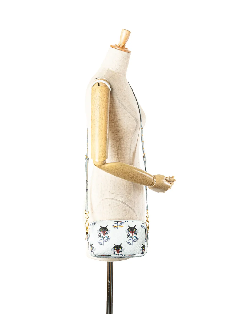 Miu Miu Pre-Owned 2010-2025 Goatskin Madras Cat Print Double Zip crossbody bag | Pre-Owned | Image 2