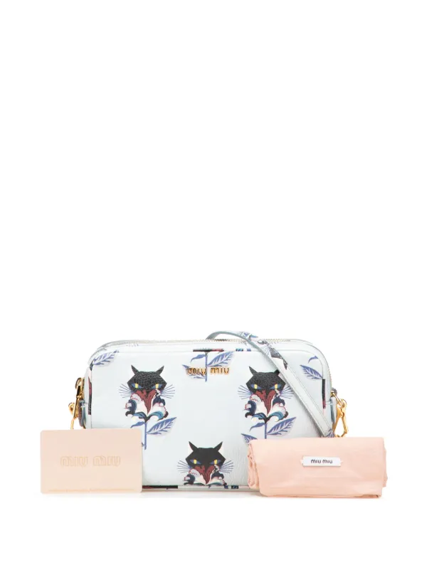 Miu Miu Pre-Owned 2010-2025 Goatskin Madras Cat Print Double