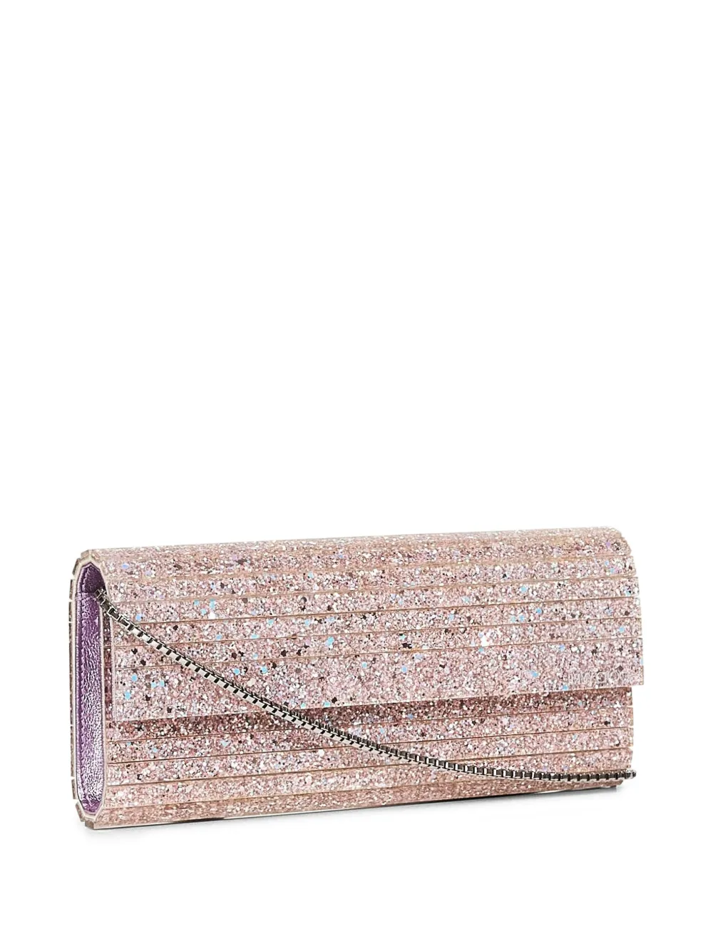 Jimmy Choo Sweetie glitter-ribbed clutch Roze