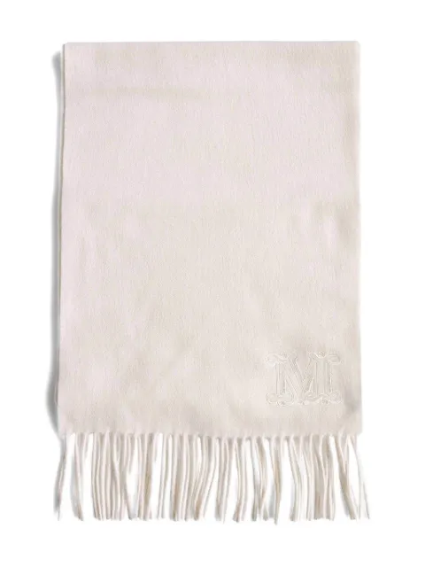 Max Mara embroidered-logo fringe scarf