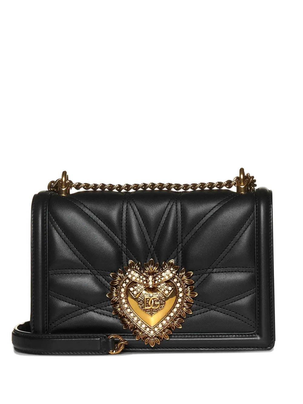 Dolce & Gabbana quilted heart-embellished shoulder bag Zwart