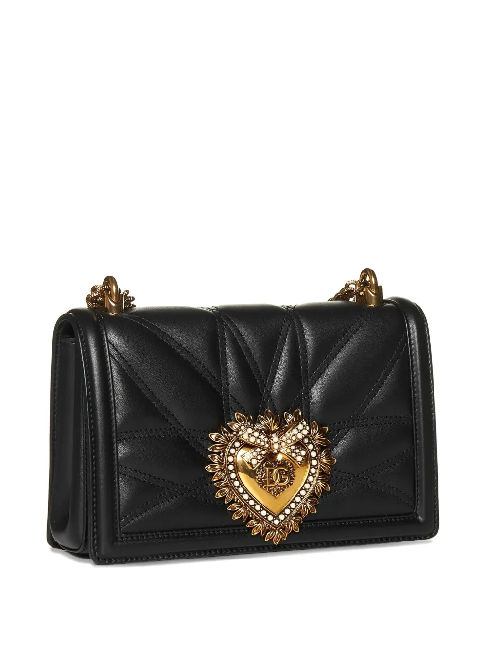 Dolce & Gabbana quilted heart-embellished shoulder bag Zwart