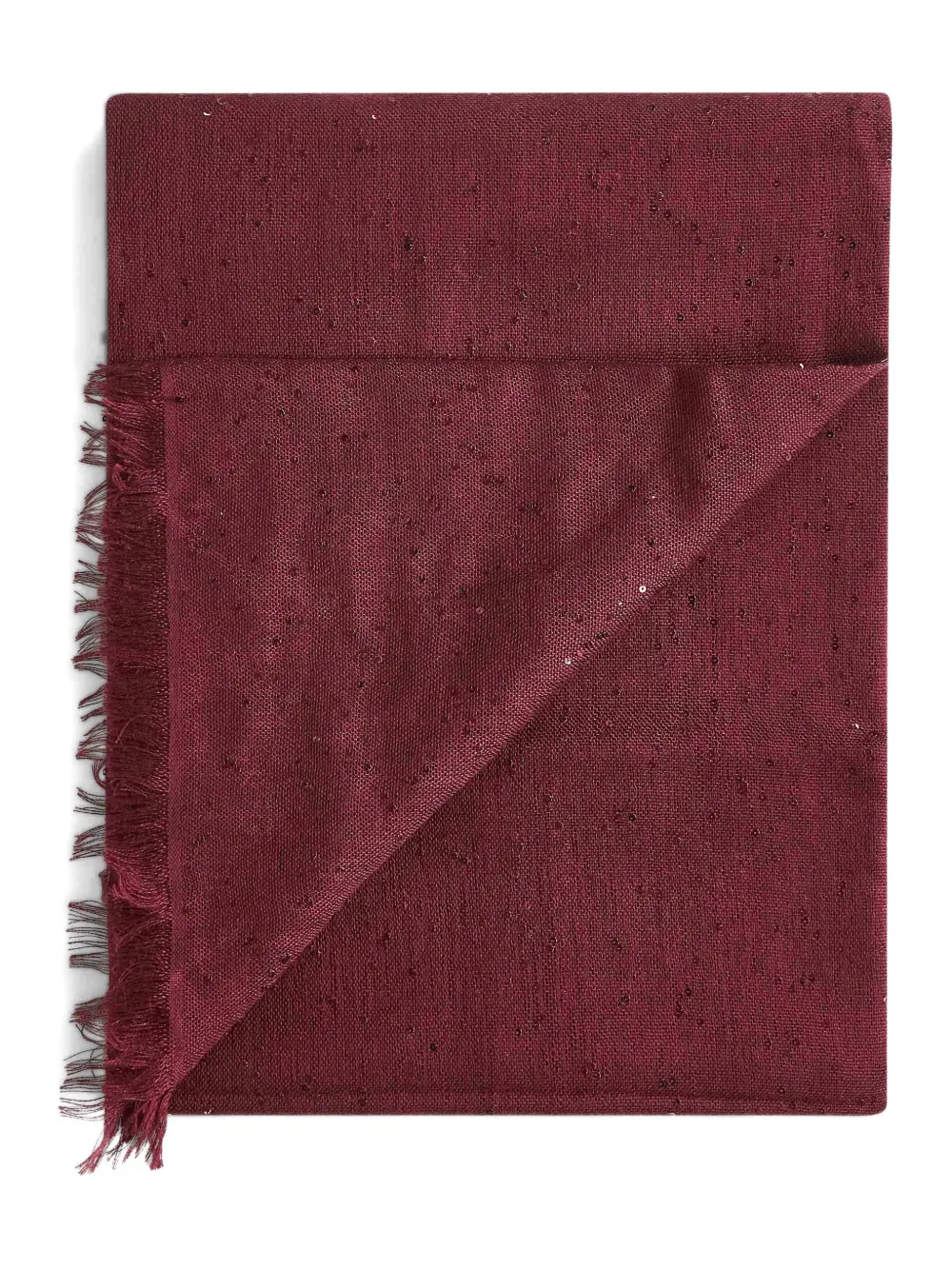 Brunello Cucinelli sequin-embellished fringed scarf Rood