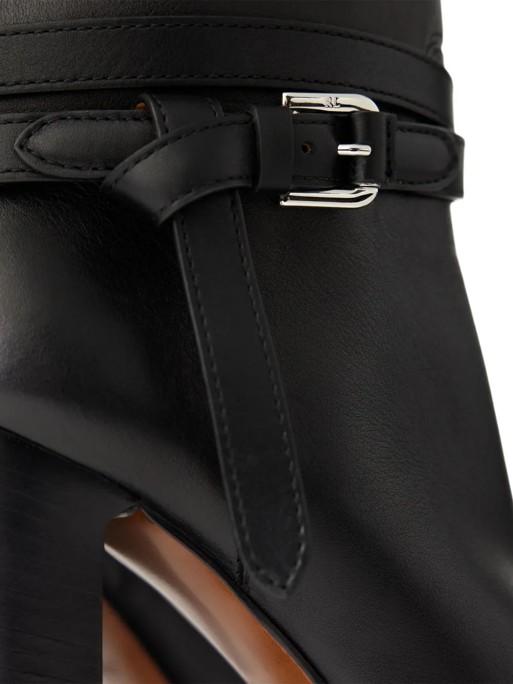 Ralph Lauren 90mm Buckle-strap Calfskin Boots In Animal Print