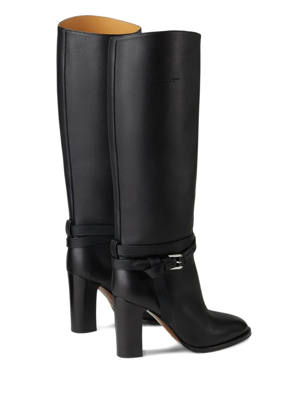 Ralph Lauren 90mm Buckle-strap Calfskin Boots In Animal Print