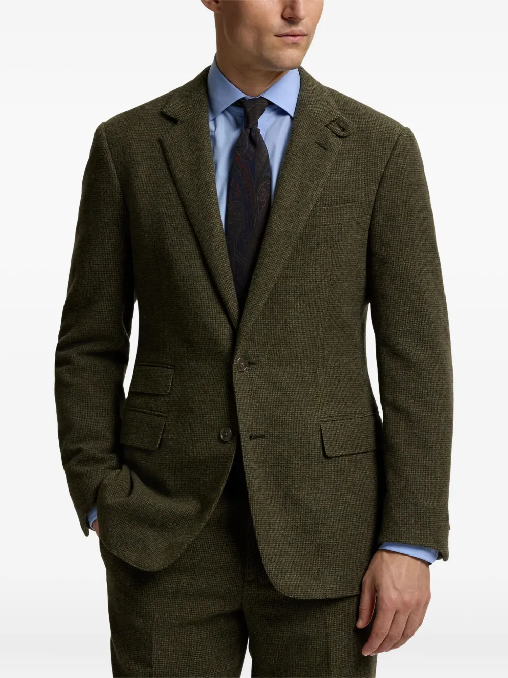 Ralph Lauren Textured Single-breasted Blazer In Green