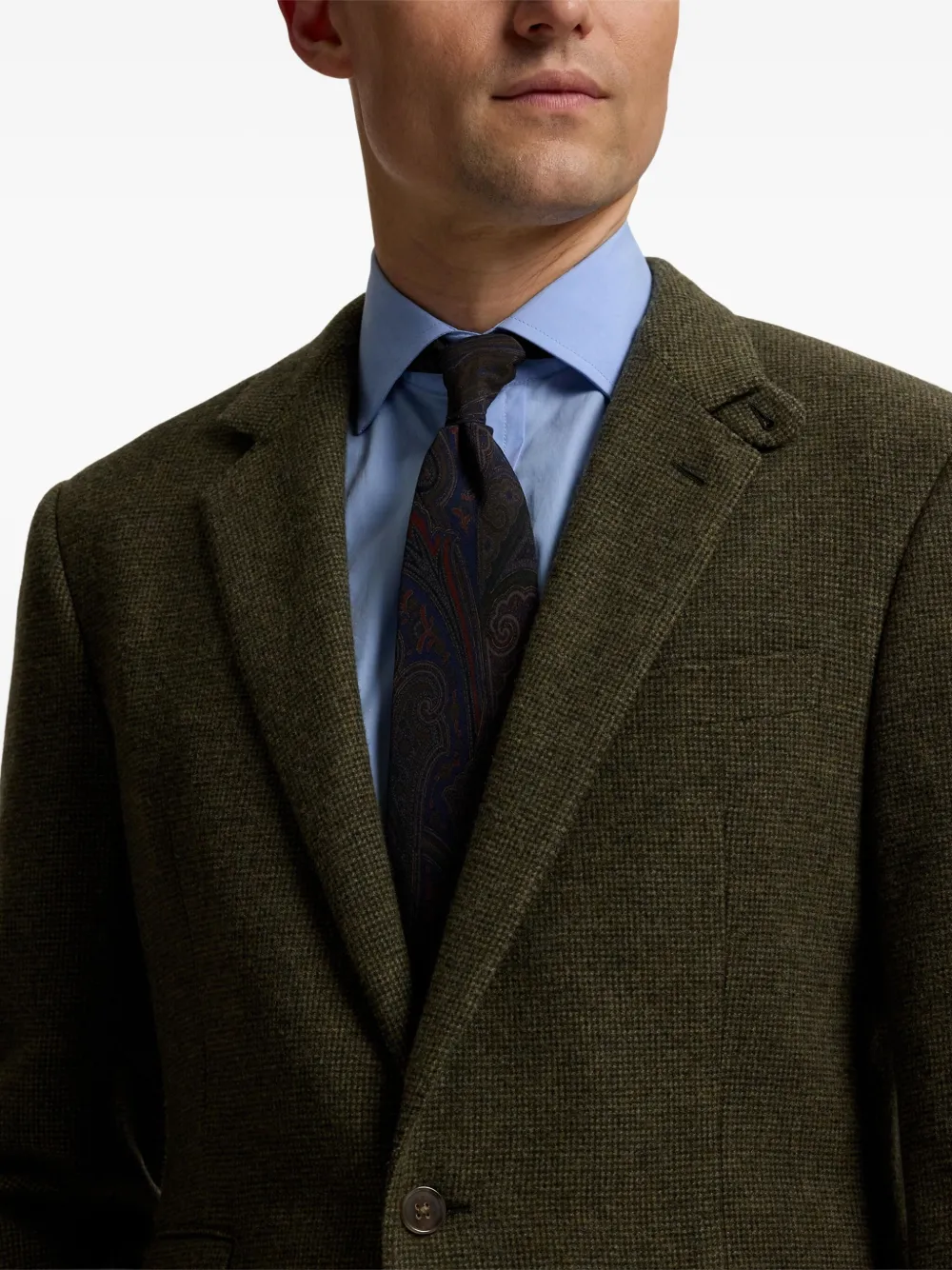 Ralph Lauren Textured Single-breasted Blazer In Green